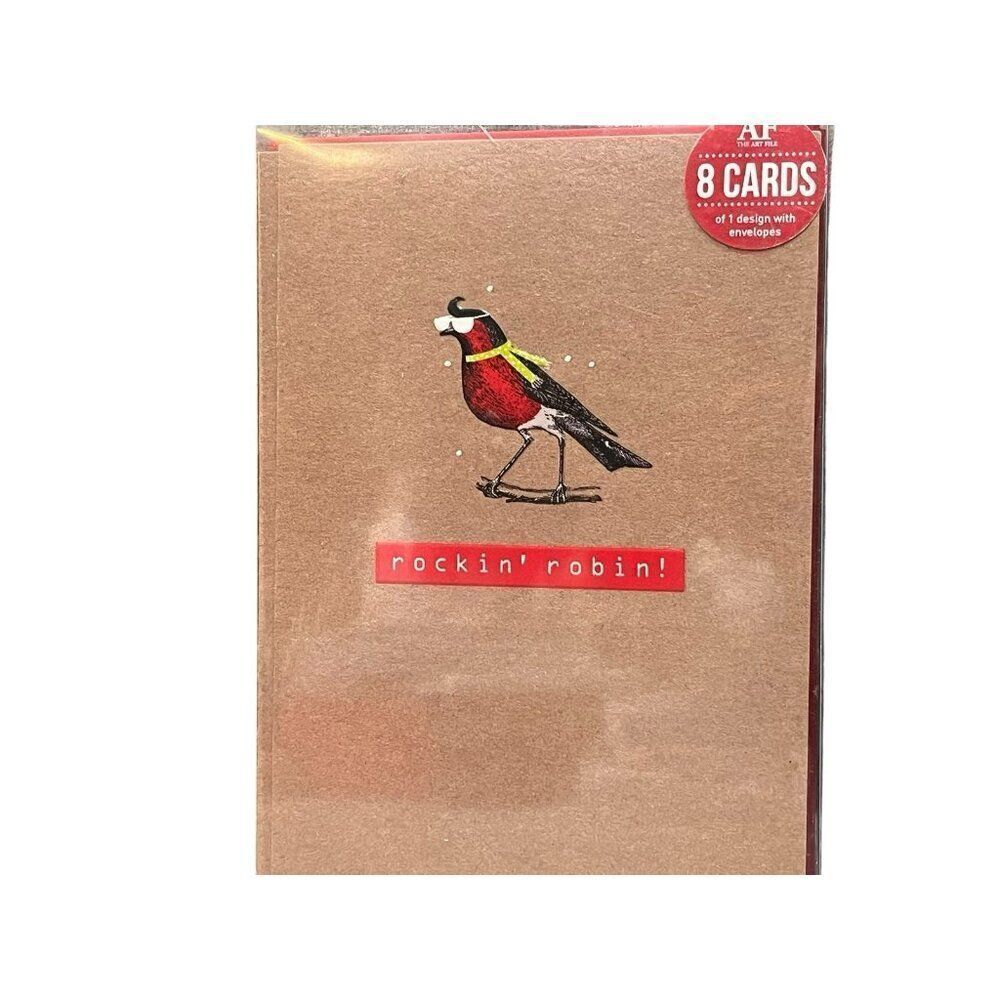 Rockin Robin Christmas Greeting Cards 8 Envelopes Rock On The Art File New